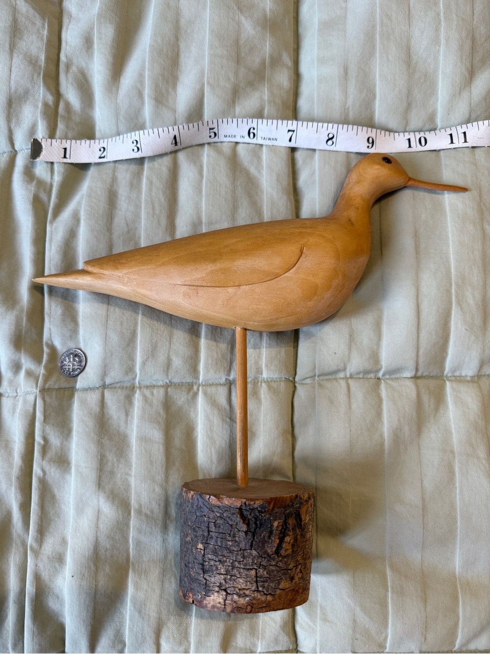 Hand-Carved Wooden Shorebird Décor - Natural Brown
